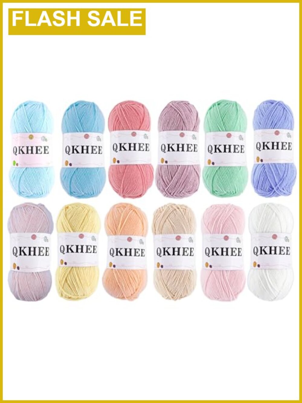 12 Pack Soft Cotton Acrylic Crochet Yarn Kit with Hooks for Amigurumi